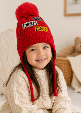 Kids Wool Winter Beanie with Fur Lining for Ages 3–10 Years