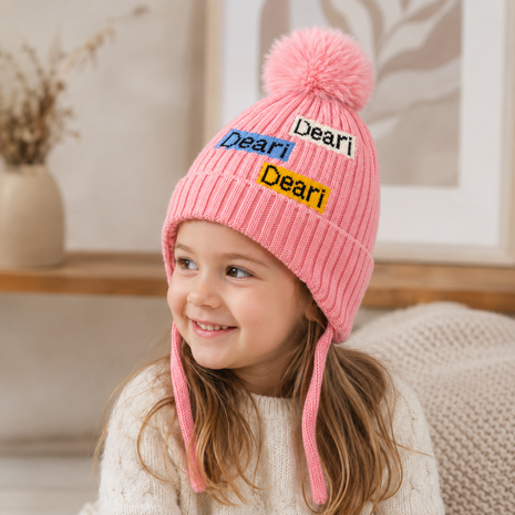 Kids Wool Winter Beanie with Fur Lining for Ages 3–10 Years