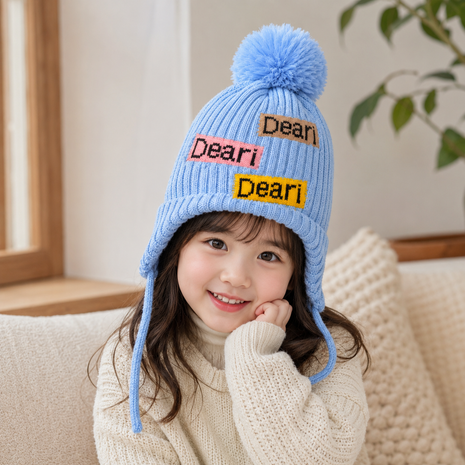 Kids Wool Winter Beanie with Fur Lining for Ages 3–10 Years