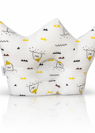 Baby Crown Shaped Infant Support Pillow with Sea Animal Print Soft Cushion White