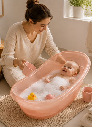 Portable  Infant Bath Tub Anti-Slip BPA-Free Plastic Baby Bathing Basin for Home Bathroom Newborn & Toddler