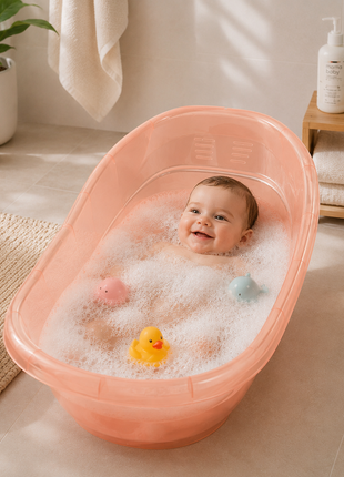 Portable  Infant Bath Tub Anti-Slip BPA-Free Plastic Baby Bathing Basin for Home Bathroom Newborn & Toddler