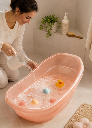 Portable  Infant Bath Tub Anti-Slip BPA-Free Plastic Baby Bathing Basin for Home Bathroom Newborn & Toddler