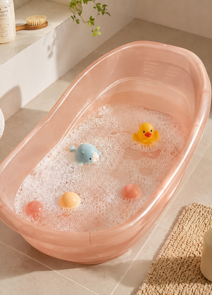 Portable  Infant Bath Tub Anti-Slip BPA-Free Plastic Baby Bathing Basin for Home Bathroom Newborn & Toddler