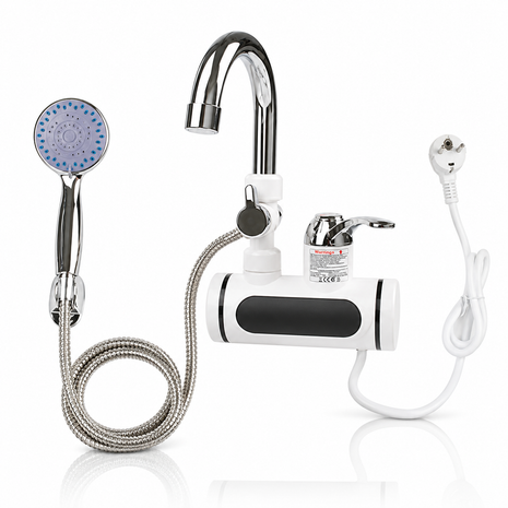 Instant Electric Water Heater Faucet with Hand Shower, Digital Temperature Display, 220V, Anti-Leak Protection