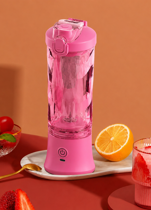 Portable Blender 600 ml USB-C Rechargeable 6-Blade Personal Smoothie and Shake Maker -Pink