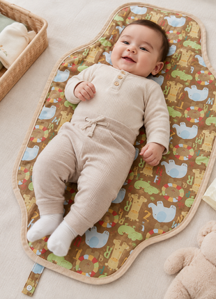Waterproof Baby Changing Pad Mat Foldable Portable Diaper Changing Station Lightweight -Safari Animal Print
