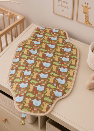 Waterproof Baby Changing Pad Mat Foldable Portable Diaper Changing Station Lightweight -Safari Animal Print