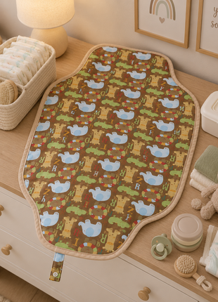 Waterproof Baby Changing Pad Mat Foldable Portable Diaper Changing Station Lightweight -Safari Animal Print