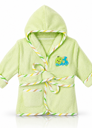 Baby Green Hooded Baby Bathrobe with Turtle Embroidery