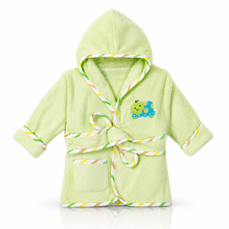 Baby Green Hooded Baby Bathrobe with Turtle Embroidery