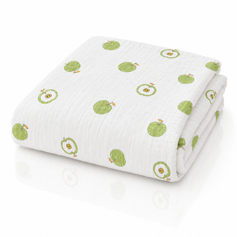 100% Cotton Muslin Baby Swaddle Blanket 110 x 110 cm Lightweight Breathable Soft Newborn Wrap Green Apple
