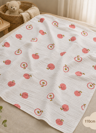 100% Cotton Muslin Baby Swaddle Blanket 110 x 110 cm Lightweight Breathable Soft Newborn Wrap Red Apple