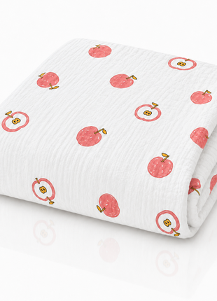 100% Cotton Muslin Baby Swaddle Blanket 110 x 110 cm Lightweight Breathable Soft Newborn Wrap Red Apple