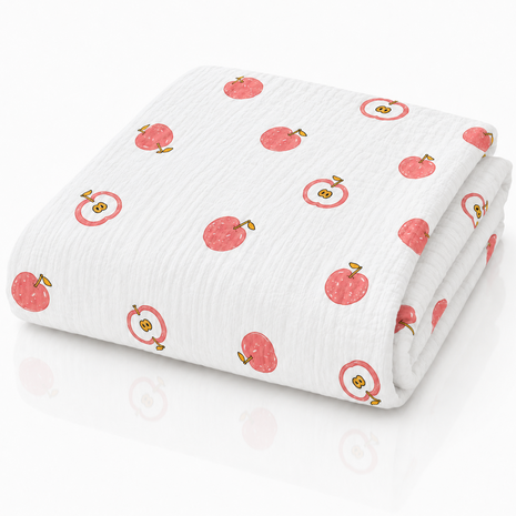 100% Cotton Muslin Baby Swaddle Blanket 110 x 110 cm Lightweight Breathable Soft Newborn Wrap Red Apple