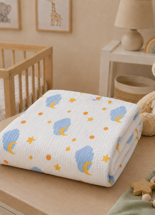 100% Cotton Muslin Baby Swaddle Blanket 110 x 110 cm Lightweight Breathable Soft Newborn Wrap Night