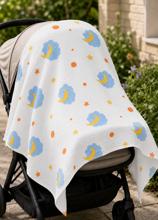100% Cotton Muslin Baby Swaddle Blanket 110 x 110 cm Lightweight Breathable Soft Newborn Wrap Night