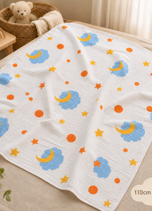 100% Cotton Muslin Baby Swaddle Blanket 110 x 110 cm Lightweight Breathable Soft Newborn Wrap Night