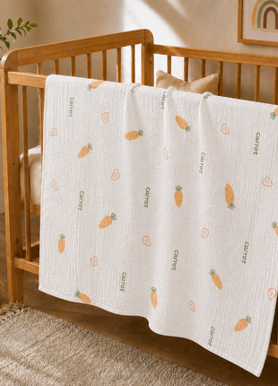 100% Cotton Muslin Baby Swaddle Blanket 110 x 110 cm Lightweight Breathable Soft Newborn Wrap Carrot