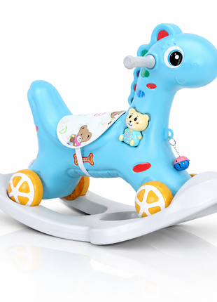 2-in-1 Toddler Rock and Ride Pony – Convertible Rocker/Ride-On – Blue