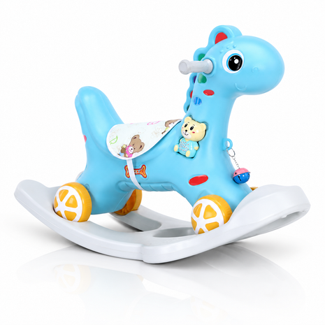 2-in-1 Toddler Rock and Ride Pony – Convertible Rocker/Ride-On – Blue