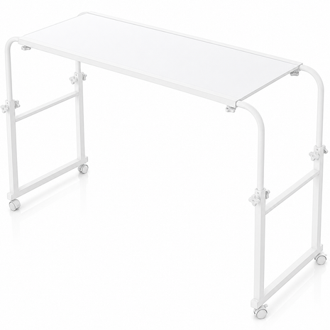Height Adjustable Bedside Table on Wheels – Over‑Bed Laptop Desk, Lockable Wheels