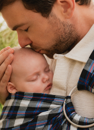 Ring Baby Carrier Sling Cotton Blend with ABS Plastic Rings- Plaid