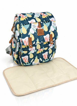 Diaper Backpack Bag 25L Waterproof, Bottle Holders & Wipe Pocket tropical summer fruit and popsicle pattern