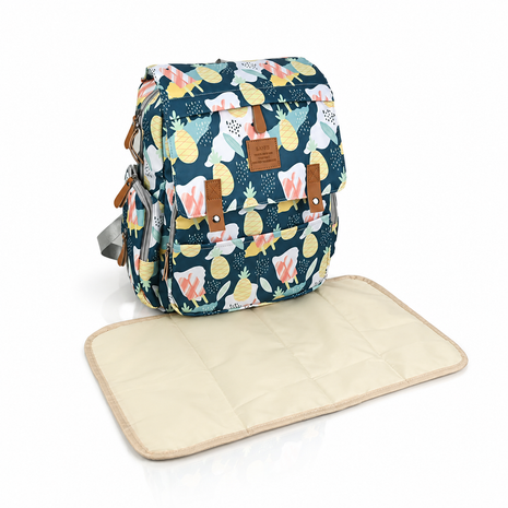 Diaper Backpack Bag 25L Waterproof, Bottle Holders & Wipe Pocket tropical summer fruit and popsicle pattern