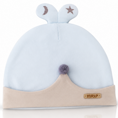 Newborn Cotton Bear Ear Baby Hat, Blue Animal Ear Infant Cap, Soft Warm Antistatic Beanie