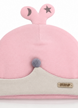 Newborn Cotton Bear Ear Baby Hat, Pink Star Ear Infant Cap, Soft Warm Antistatic Beanie