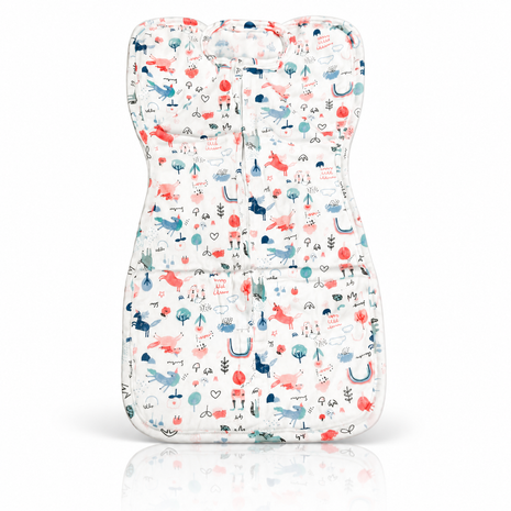 Baby Swaddle Sleep Sack with Twin Zip Closure, Functional Newborn Wrap Blanket, Nature Friends
