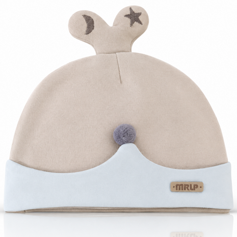 Newborn Cotton Bear Ear Baby Hat, Cream Animal Ear Infant Cap, Soft Warm Antistatic Beanie