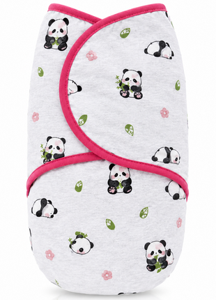 100% Cotton Baby Swaddle with Hook-and-Loop (Velcro) Fastening Small/Medium 3.2–6.4 kg Soft Breathable Baby Wrap -Panda
