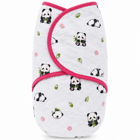100% Cotton Baby Swaddle with Hook-and-Loop (Velcro) Fastening Small/Medium 3.2–6.4 kg Soft Breathable Baby Wrap -Panda