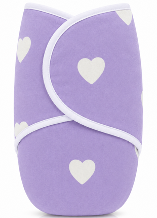 100% Cotton Baby Swaddle with Hook-and-Loop (Velcro) Fastening Small/Medium 3.2–6.4 kg Soft Breathable Baby Wrap -Purple