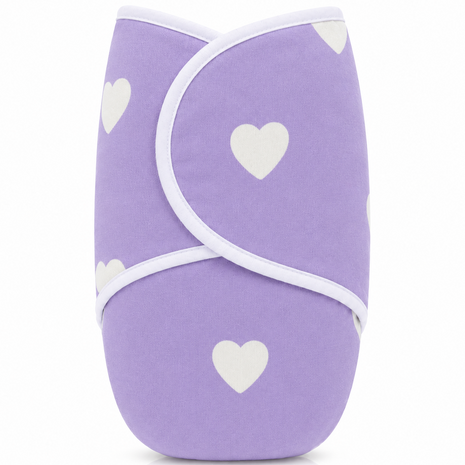 100% Cotton Baby Swaddle with Hook-and-Loop (Velcro) Fastening Small/Medium 3.2–6.4 kg Soft Breathable Baby Wrap -Purple