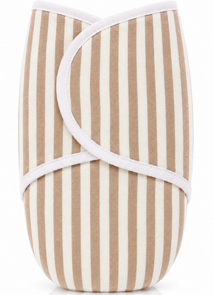 100% Cotton Baby Swaddle with Hook-and-Loop (Velcro) Fastening Small/Medium 3.2–6.4 kg Soft Breathable Baby Wrap -Stripe