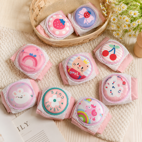 Baby Crawling Knee Pads – Soft Mesh Anti-Slip Cushioned Protectors – Breathable Cotton-Blend – Mixed Cartoon - Rabbit