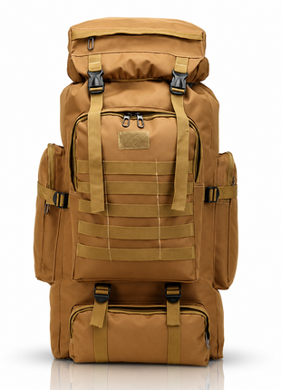 80L Tactical Hiking Backpack – Waterproof 600D Oxford – Khaki