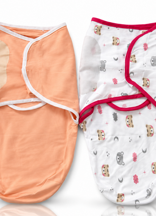 100% Cotton Baby Swaddle with Hook-and-Loop – Small/Medium (0–3 Months) – 2 Pack