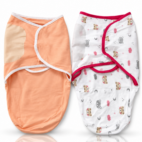 100% Cotton Baby Swaddle with Hook-and-Loop – Small/Medium (0–3 Months) – 2 Pack