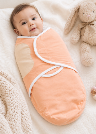 100% Cotton Baby Swaddle with Hook-and-Loop – Small/Medium (0–3 Months) – 2 Pack