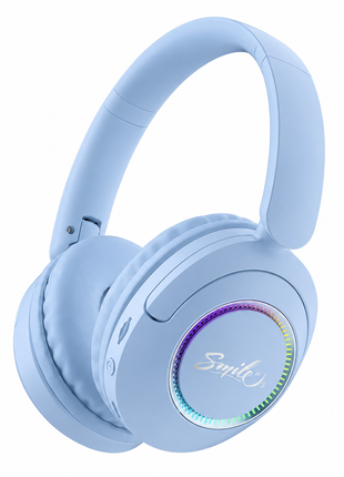 Spid Wireless Bluetooth 5.3 Over-Ear Headphones with AUX Cable, USB-C Charging, 40H Playtime, RGB Light Ring, 10 m Range, Blue