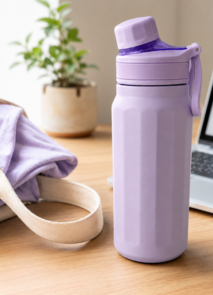 670ml Vacuum Insulated Sports Bottle with SUS316 Stainless Steel Inner, Leak-Resistant Flip Lid & Carry Handle for Hot and Cold Drinks