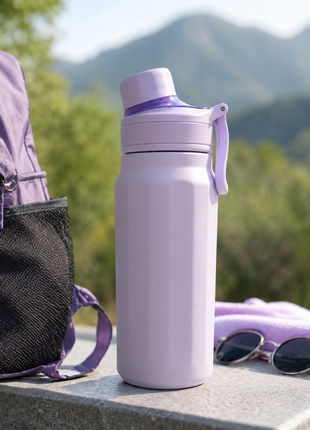 670ml Vacuum Insulated Sports Bottle with SUS316 Stainless Steel Inner, Leak-Resistant Flip Lid & Carry Handle for Hot and Cold Drinks