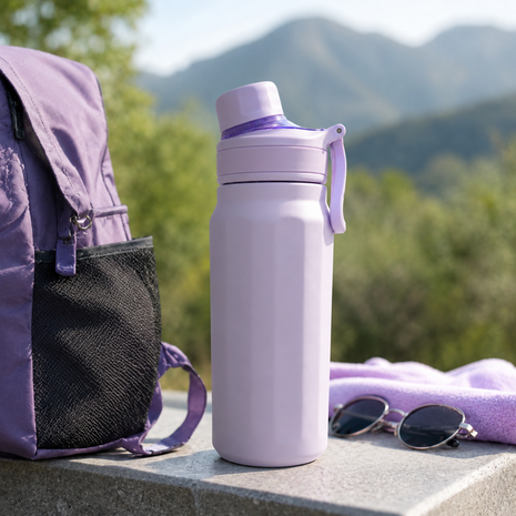 670ml Vacuum Insulated Sports Bottle with SUS316 Stainless Steel Inner, Leak-Resistant Flip Lid & Carry Handle for Hot and Cold Drinks