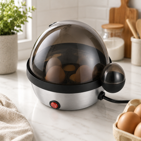 7-Egg Electric Egg Boiler 350W One-Touch Breakfast Steamer