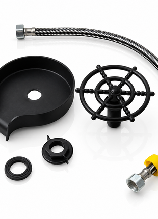 Automatic Cup Washer Sink Glass Rinser, ABS Plastic Black Cup Cleaner with Water Supply Hose