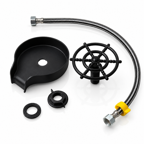 Automatic Cup Washer Sink Glass Rinser, ABS Plastic Black Cup Cleaner with Water Supply Hose